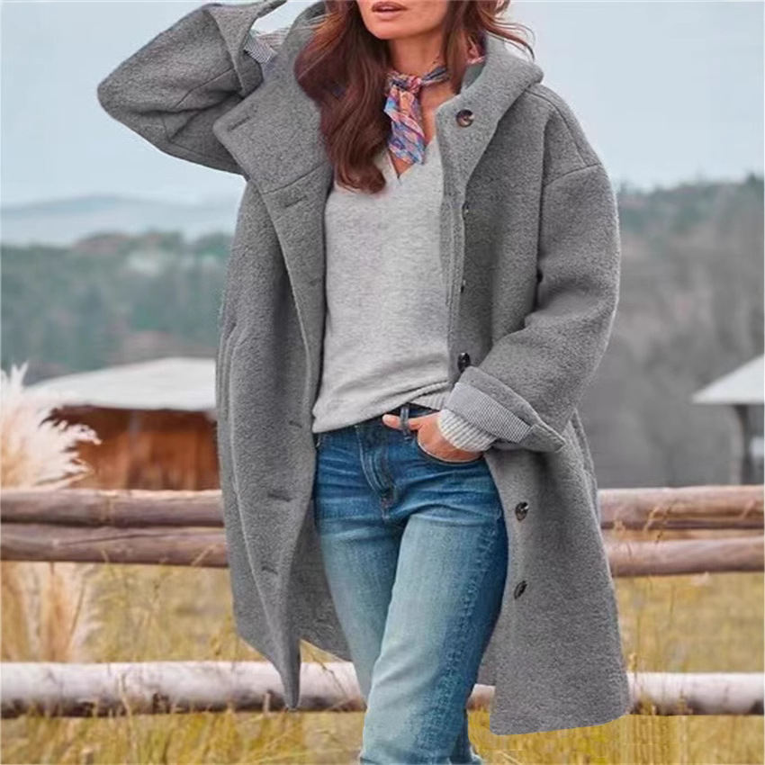 Picture of 2023 Amazon AliExpress women's trench coat American woolen coat autumn and winter New in stock cross-border wholesale Ebay
