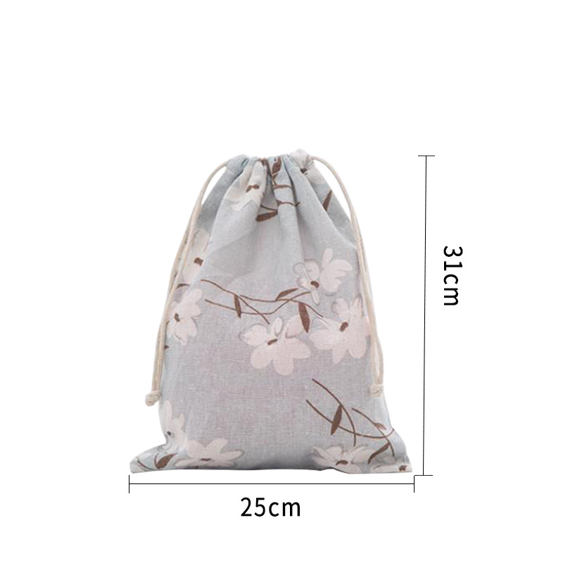 Picture of Printed cotton drawstring bag small bag home travel sundries storage bag Christmas gift packaging bag in stock