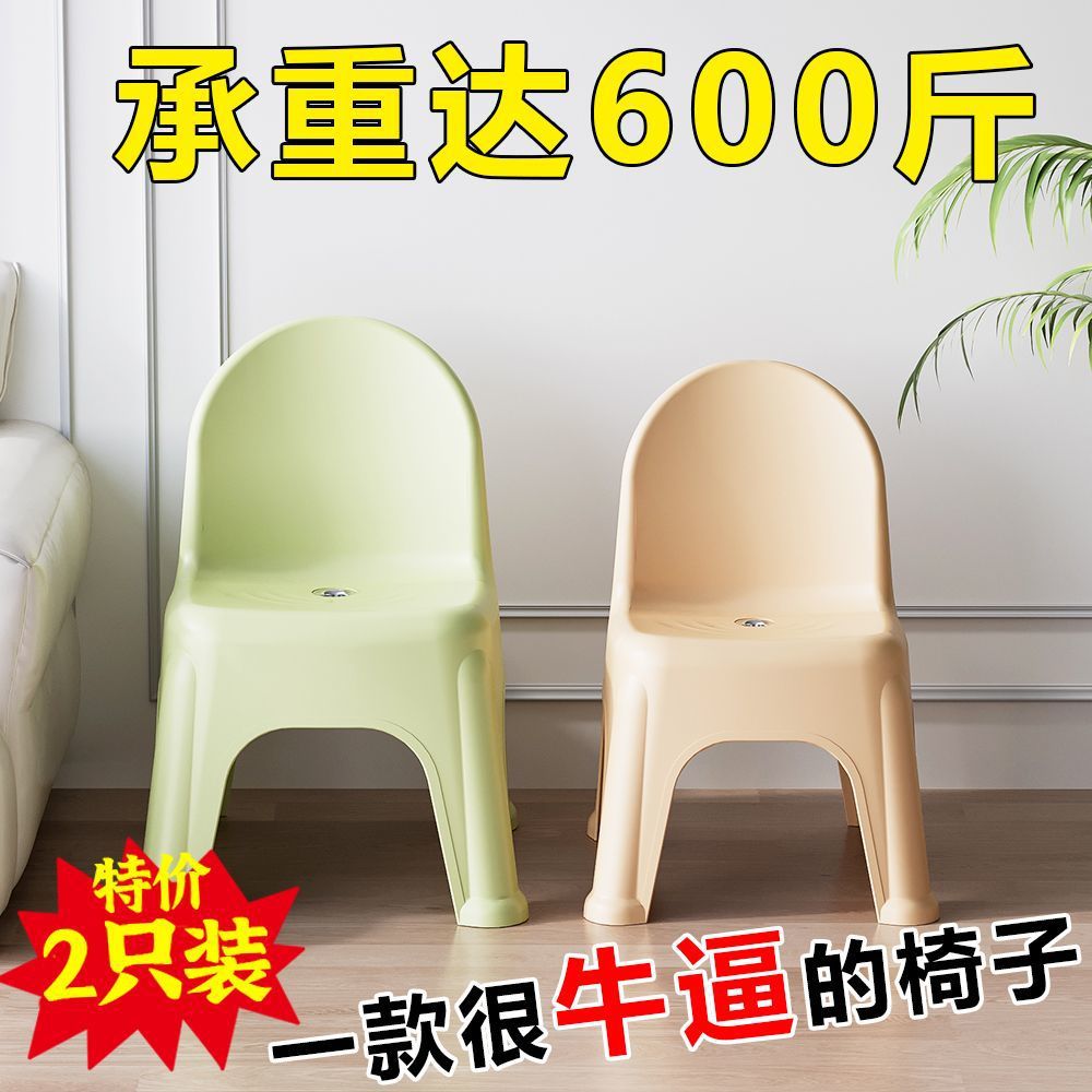 Picture of (2 pcs) plastic chair thickened new children's kindergarten backrest chair stool home dining chair
