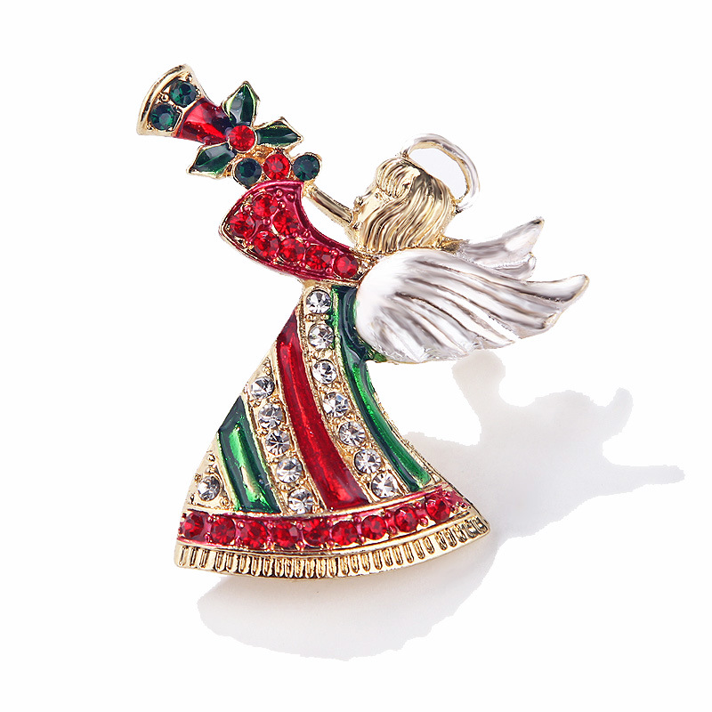 Picture of Lanhao European and American New Fashion Christmas Brooch Christmas Tree Shoes Elk Wreath Snowflake Bell Pin Women