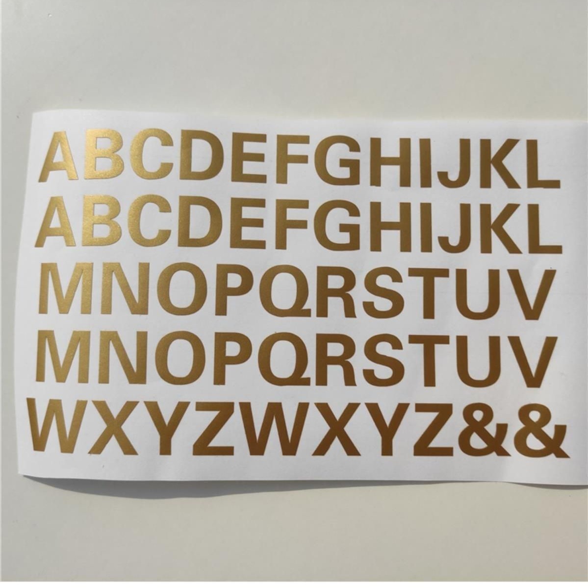 English letter stickers Capital 26 letters A to Z plane hollow PVC black and white color gold waterproof non-fading stickers