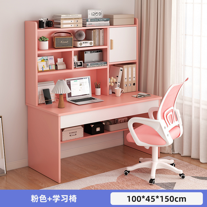 Picture of Student home study desk, children's desk, bookshelf combination table and chair set, simple bedroom, children's writing desk