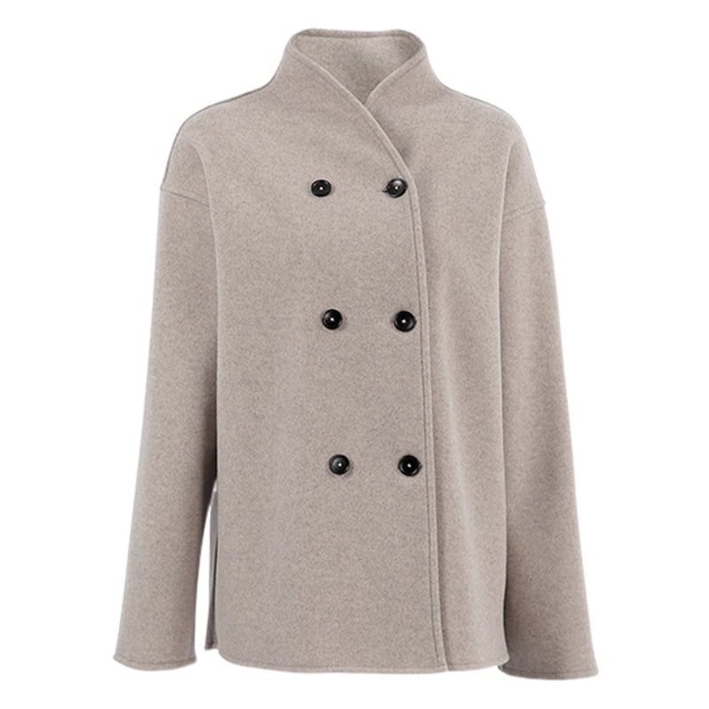 Picture of Designed Brown Double-Breasted Woolen Outwear for Women Winter Thickeneded Woolen Outwear Mid-Length 2025 Cross-Border Women's Clothing