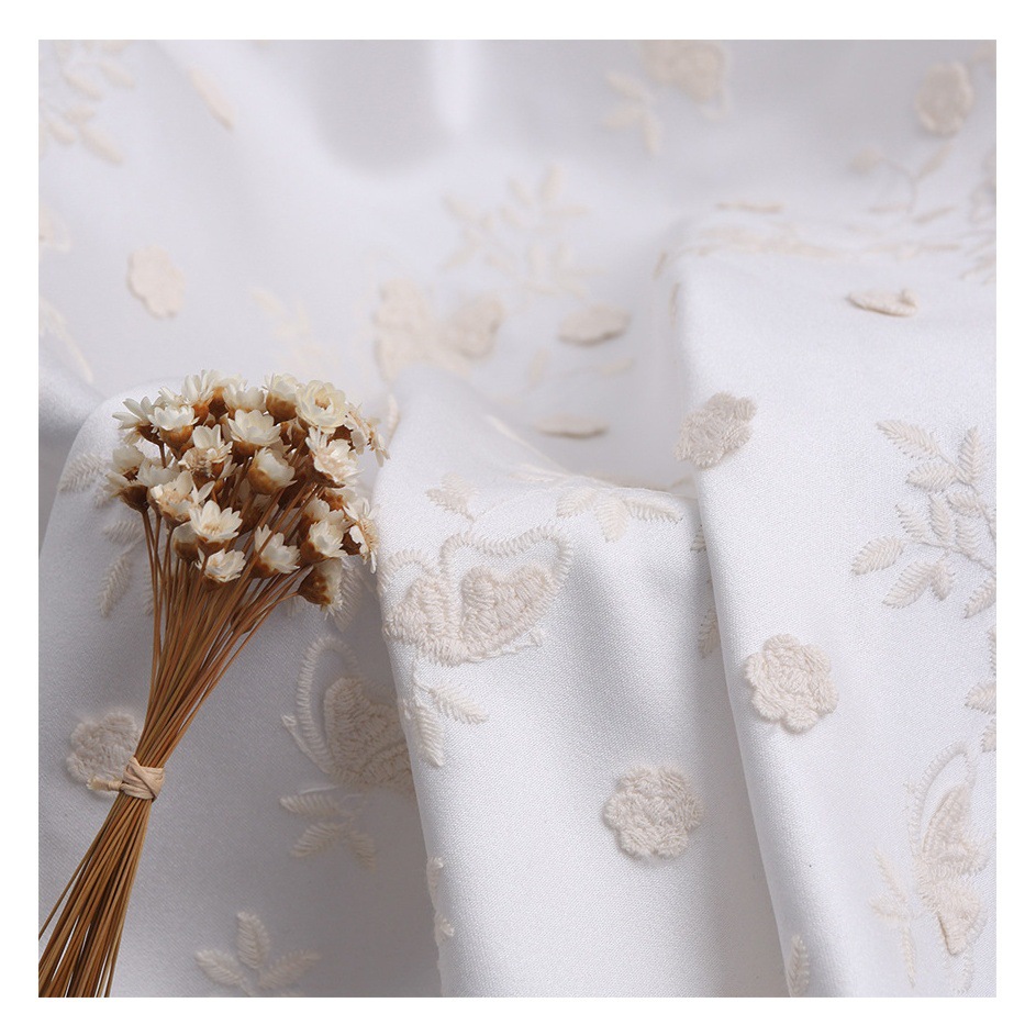 Silk-like satin chiffon three-dimensional butterfly embroidery fabric new Chinese national style fabric