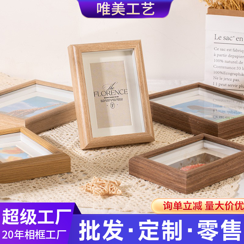 Hollow photo frame wooden table 6 inch 7 inch 8 inch 10 inch A4 wall solid wood Nordic creative wall frame wholesale