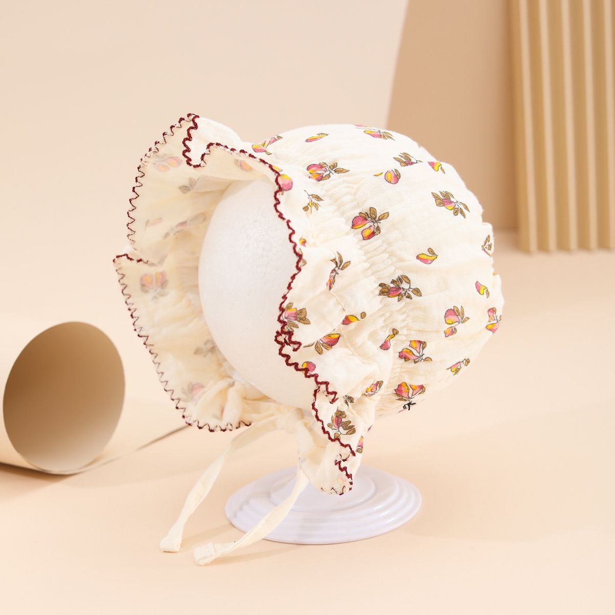 Cross-border baby hat spring and autumn thin foreign-style cotton yarn princess hat autumn baby girl newborn baby palace hat