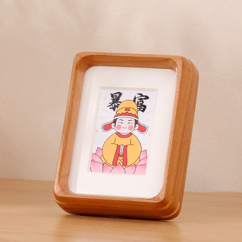Picture of Black Walnut Solid Wood Polaroid Magnetic Photo Frame Mini Refrigerator Magnet 3inch Id Photo Display Banknote Collection Frame
