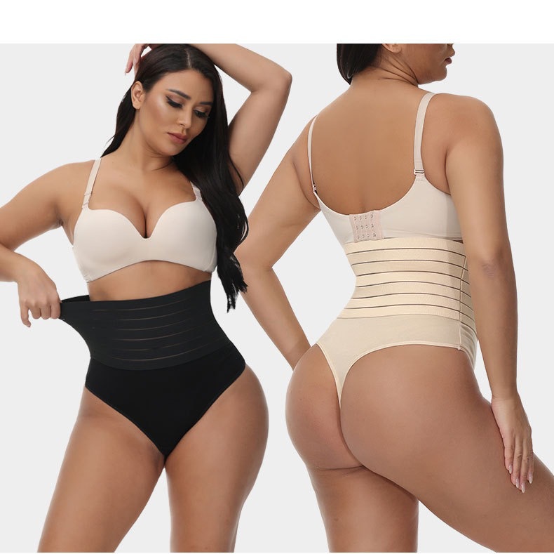 Amazon Cross-border Europe and the United States High Waist Belly Pants Women's Underwear G-string High Elastic High Waist Body Shaping Waist Belly Shaping