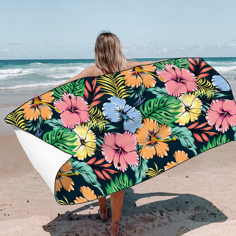 Picture of New Cross-Border Amazon European and American Double-Sided Velvet Quick-Drying Bath Towel Customizable Printed Towel Beach Swimming Beach Towel