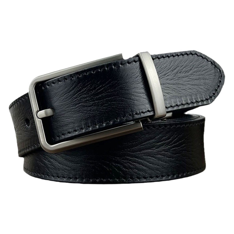 Handmade Top-Grain Leather Belt with Vegetable-Tanned Pin Buckle for Men's Cargo Pants, Vintage Genuine Leather Trendy Belt, Handmade
