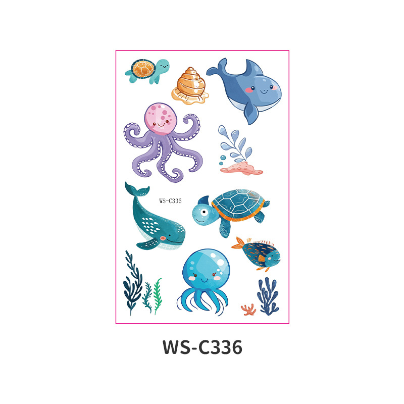 Picture of Spot Wholesale Children's Cartoon Original Tattoo Stickers Marine Animal Summer Tattoo Stickers Dolphin Shark Little Whale