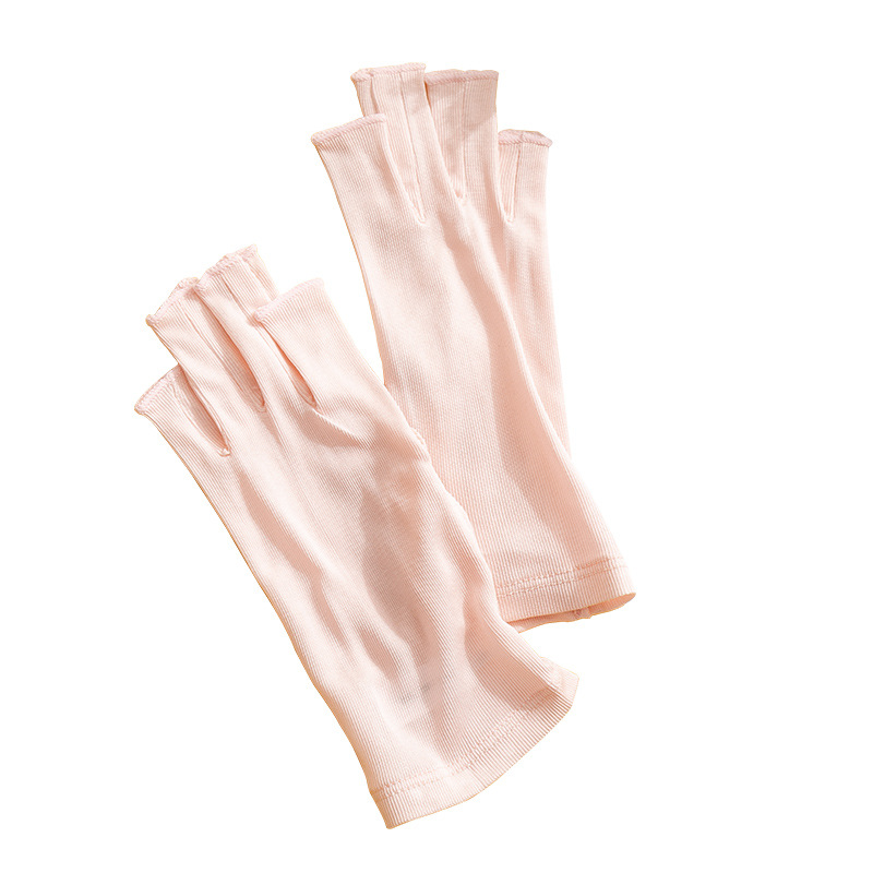 Picture of Tangge natural mulberry silk knitted silk gloves sun protection moisturizing women's half finger open finger gloves breathable skin-friendly