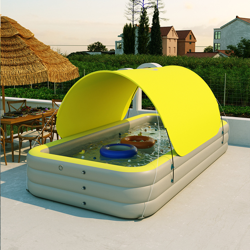 Picture of Automatic inflatable children's inflatable swimming pool slide large naughty Castle thickened awning accessories factory