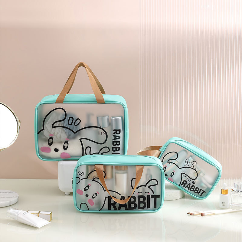 Portable cartoon transparent wash bag large capacity cosmetic bag waterproof cosmetic wash storage bag travel cosmetic bag