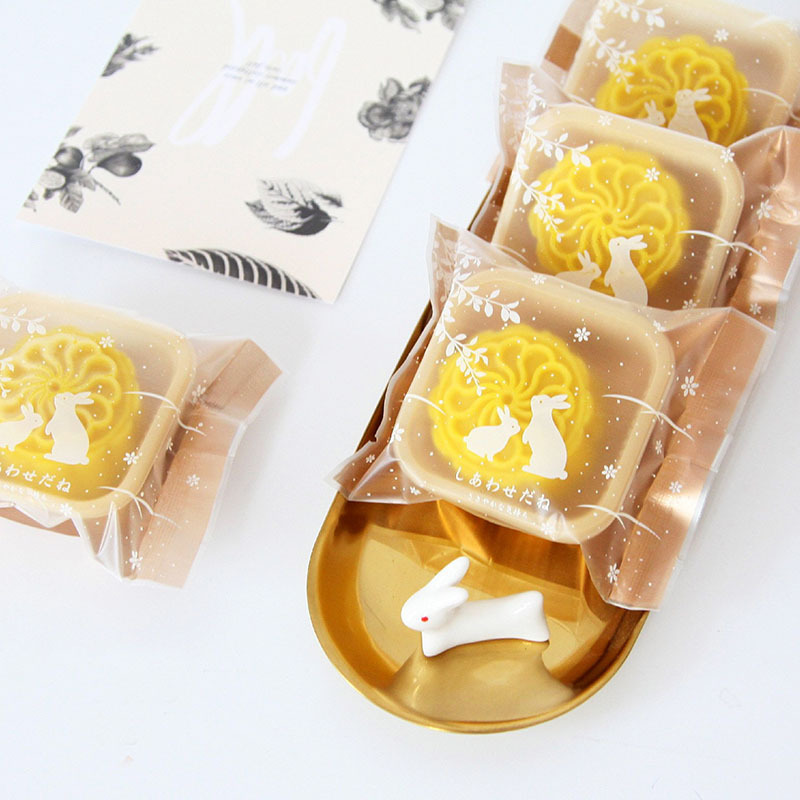Korean version of the golden rabbit moon cake packaging bag Mid-Autumn moon cake plastic bag Foundation Jade Rabbit souffle packaging 100