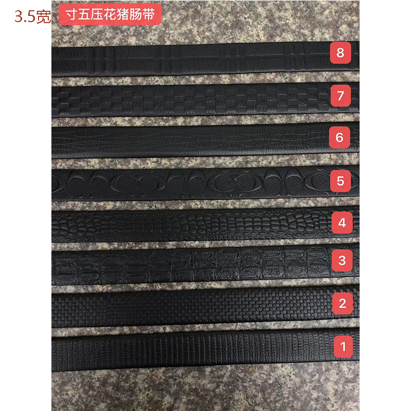 Men's Automatic Buckle Strap Top Layer Cowhide Automatic Buckle Strap No.14 Embossed Pig Sausage Strap Automatic Buckle Strap