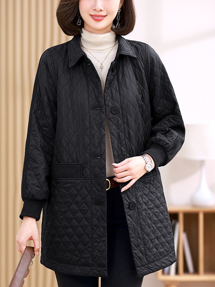 Picture of Middle-aged fat mother autumn and winter light down cotton-padded jacket new middle-aged and old women spring and autumn plus fat plus size windbreaker coat
