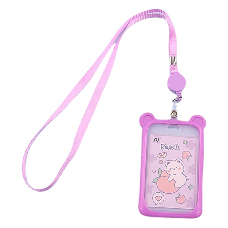 New Mickey Silicone Retractable Card Holder with Lanyard Campus Student Card Holder Bus Card Access Card Id Card Holder