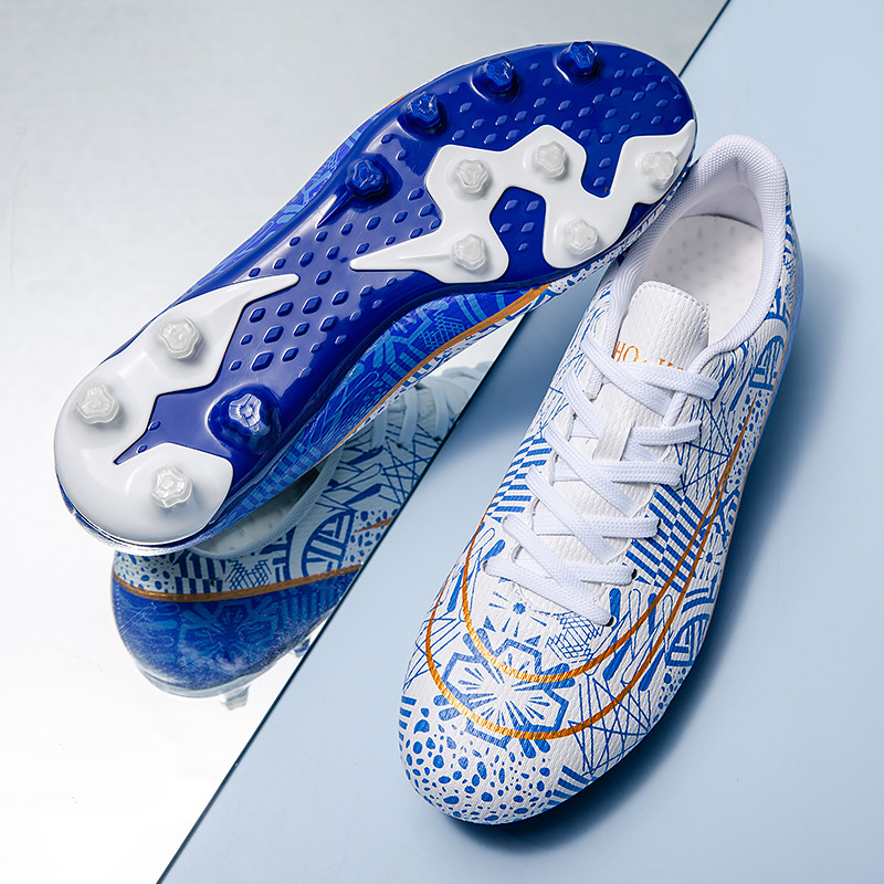 Picture of Cross-Border High-Top Adult Football Shoes for Men and Women Tf Broken Spikes Artificial Turf Ag Long Spikes Student Training Football Shoes Wholesale