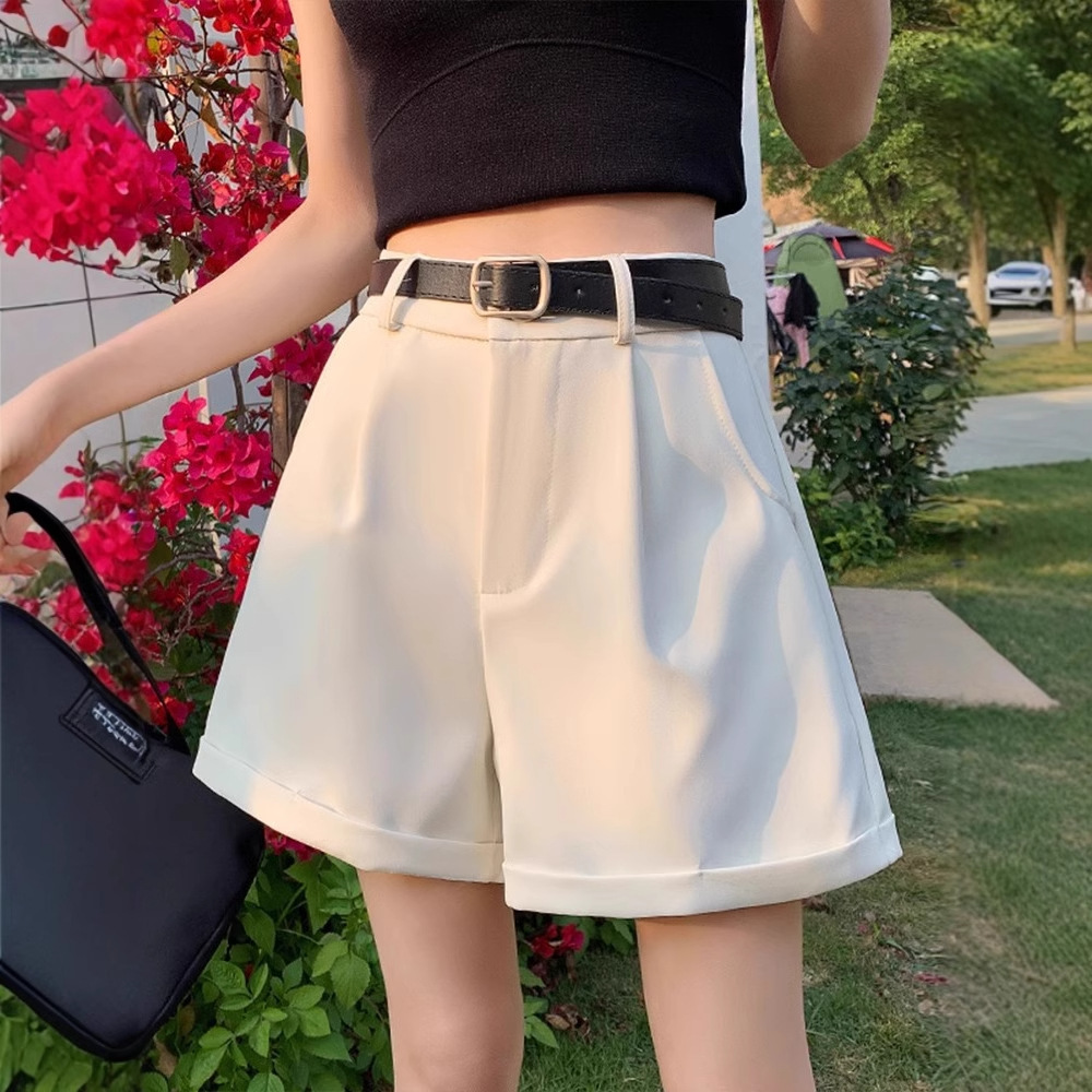 Suit Shorts Women's Summer 2025 New High-Waisted Pleated Loose Outer Wear A-Line Wide-Leg Casual Pants
