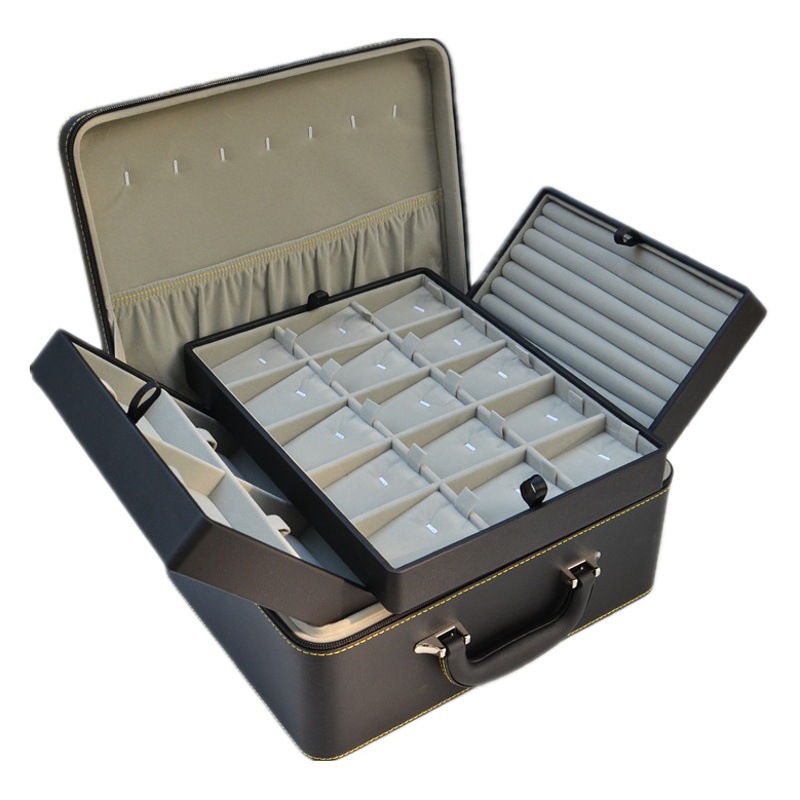 New enlarged pendant ring jewelry storage box display PU box portable with goods to watch live out
