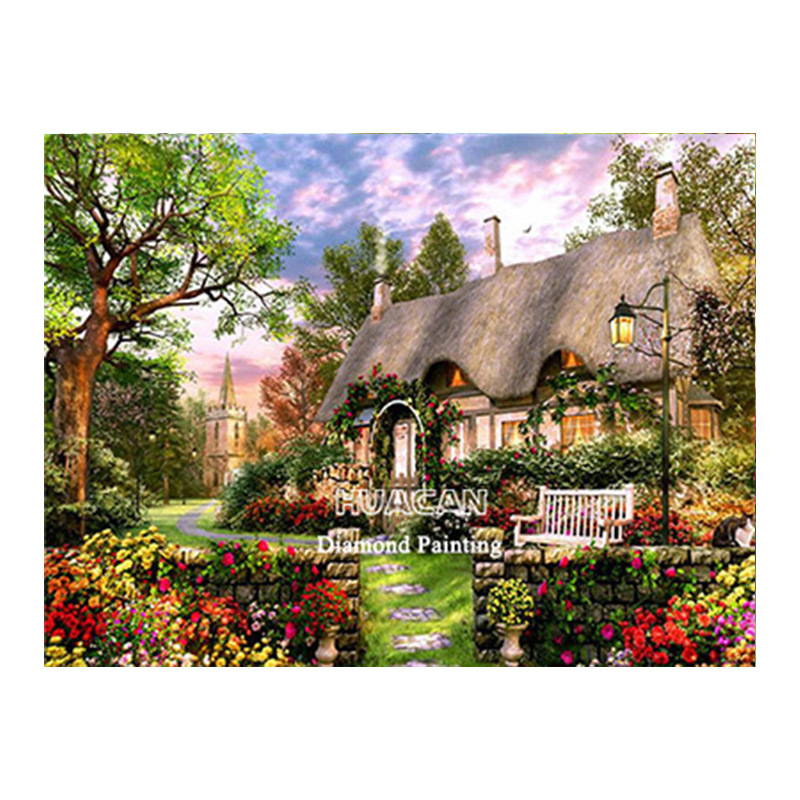 Picture of 5d diamond painting 2021 new full diamond back garden living room handmade crystal dot stick diamond brick sticker cross stitch