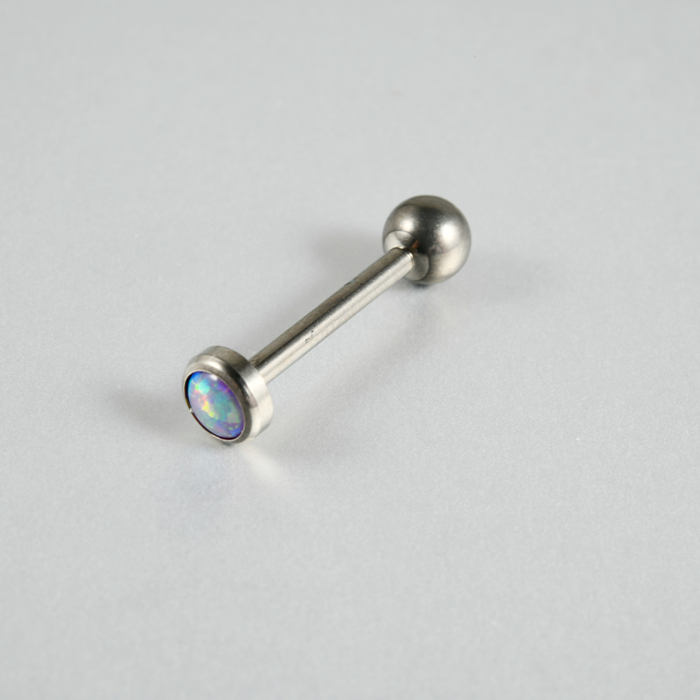 Picture of F-136 Titanium Inlaid Nebula Opal Flash Opal Tongue Nail Zircon Tongue Nail Internal Thread G23 Titanium Lip Nail Body Piercing