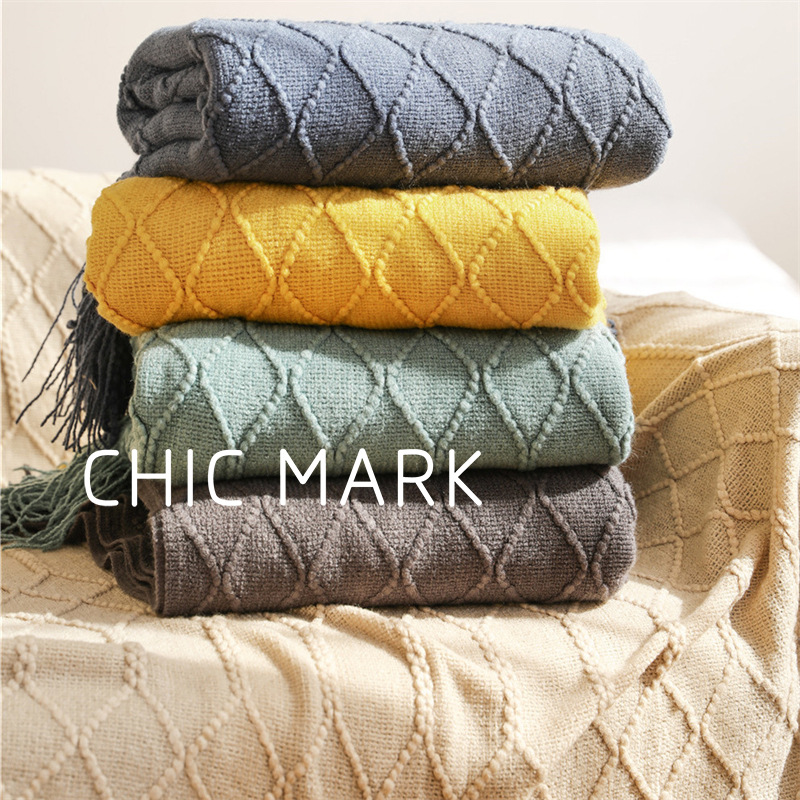 Nordic style sofa cover blanket knitted small blanket air conditioning nap blanket homestay bed end blanket geometric pattern bed flag wholesale
