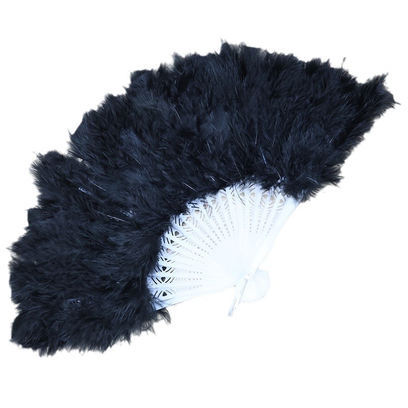 Picture of Wholesale full feather fan thickened feather feather fan stage performance props dance performance antique folding fan