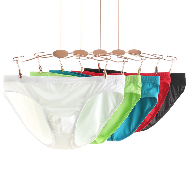 Foreign Trade Men's Underwear Briefs Ice Silk Sexy Men's Sexy Pants Personalized Fashionable See-Through Pants Multi-Color