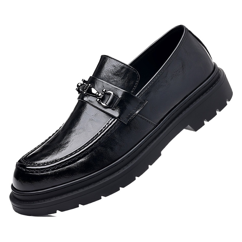 Autumn New Men's Business Casual Leather Shoes Thick-Soled Soft Leather Loafers Trendy Men's Shoes Fashion Driving Shoes