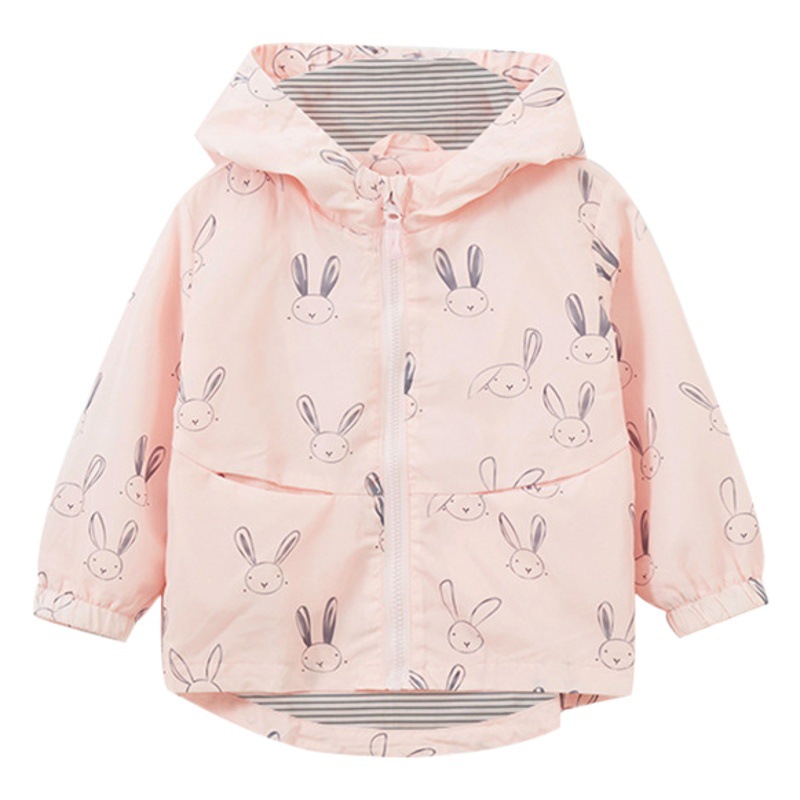 malwee girls coat autumn new European and American children's clothing coat casual children's cartoon hooded trench coat wholesale