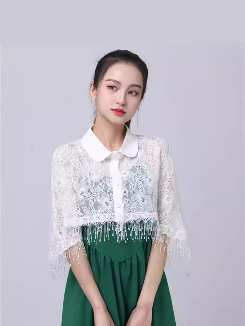 Lace Cape Women's Short Shawl Small Shawl Summer All-match Thin Bridal Dress Outer White Cardigan Short Coat