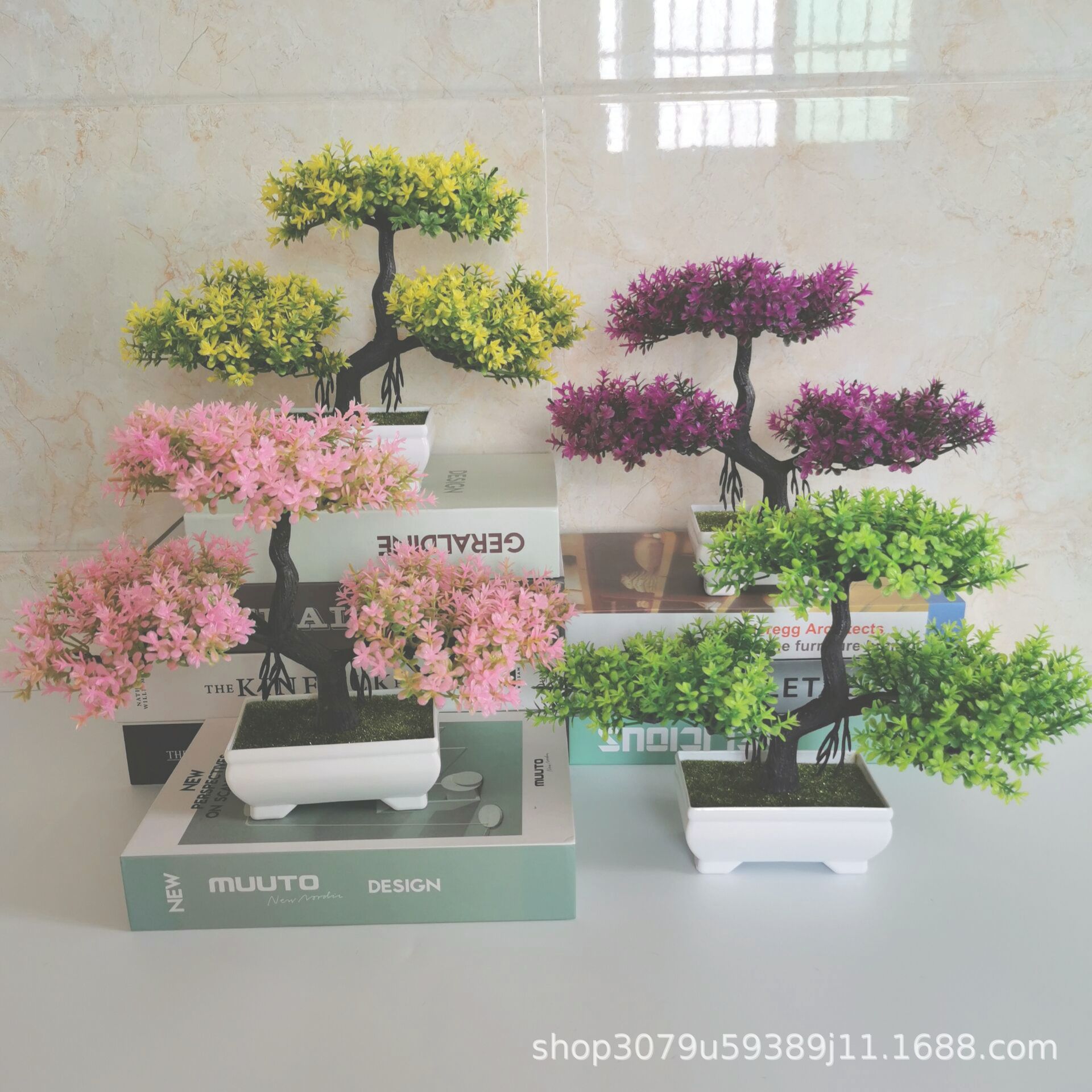 Bonsai wholesale simulation plant welcome pine small potted plastic bonsai home decoration living room desk small ornaments
