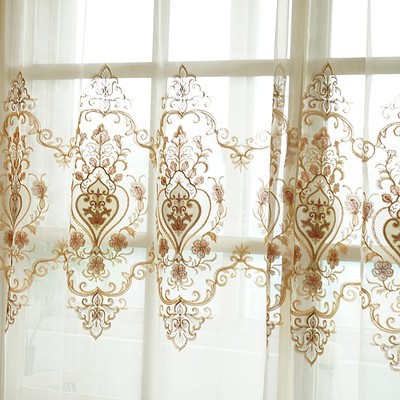 Picture of European-style high-end simple hollow water-soluble embroidered curtain yarn wholesale finished living room bedroom curtain balcony bay window