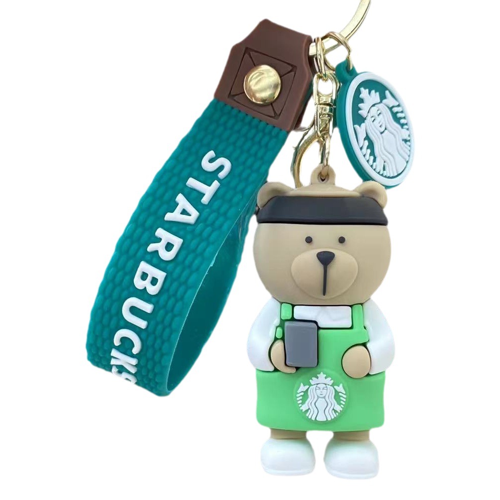 Cross-border Starbucks milk tea cup key chain cute bear car key pendant Doll Doll machine gift wholesale
