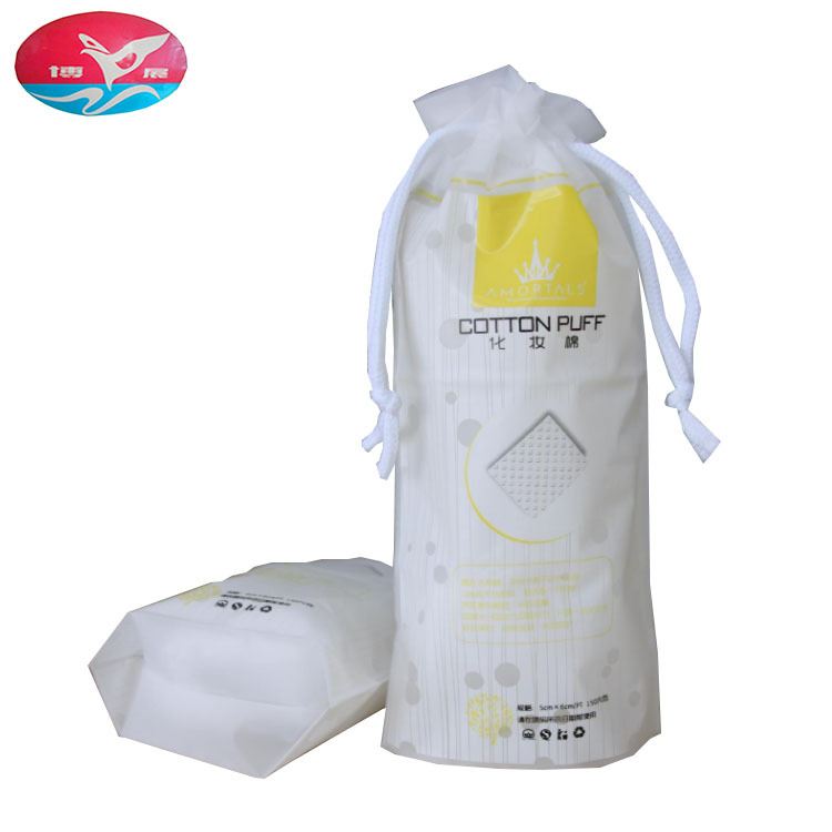 Plastic drawstring bag with bottom and no side can be used as CPE frosted translucent cosmetic cotton bag makeup remover cotton drawstring bag
