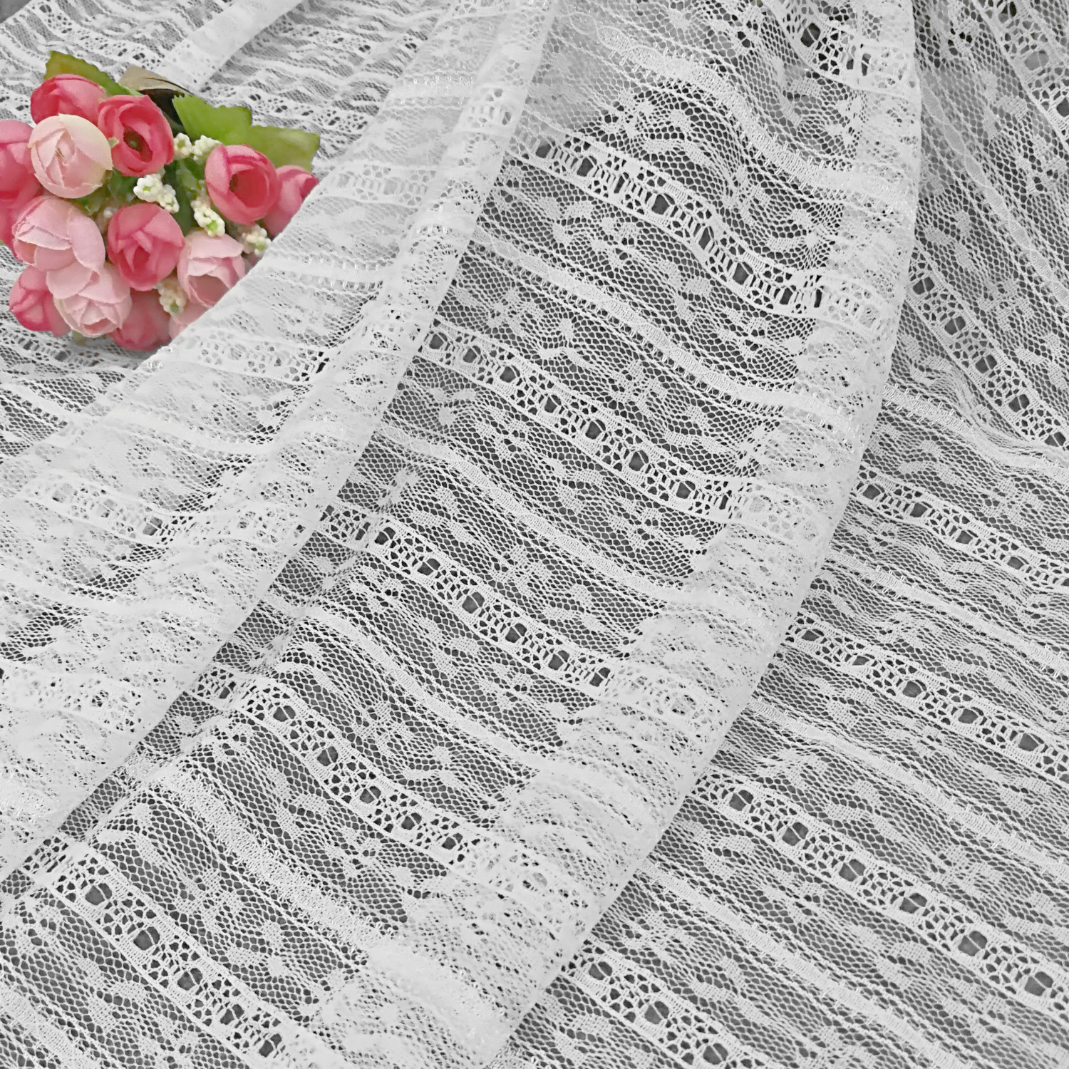 Lace Mesh Fabric Lightweight Striped Daisy Stretch Clothing Clothing Handmade DIY Accessories Lace Fabric