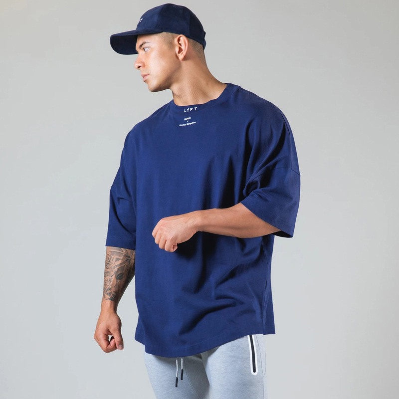 LYFT New Sports Men's T-Shirt Summer Round Neck Cotton Running Casual Fitness Short Sleeve Top