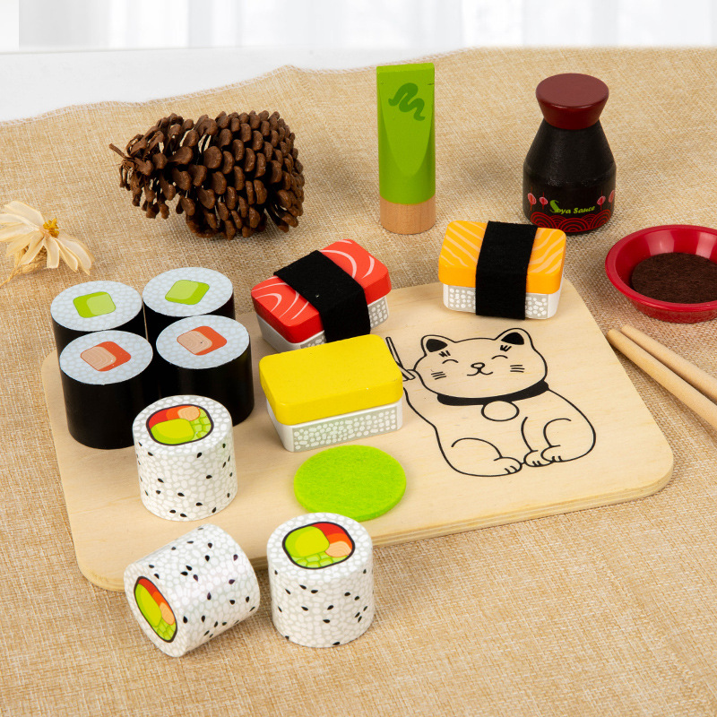 Children's Early Childhood Education Simulation Playhouse Vegetable Cutting Educational Sushi Combination Birthday Cake suit Wooden Toy