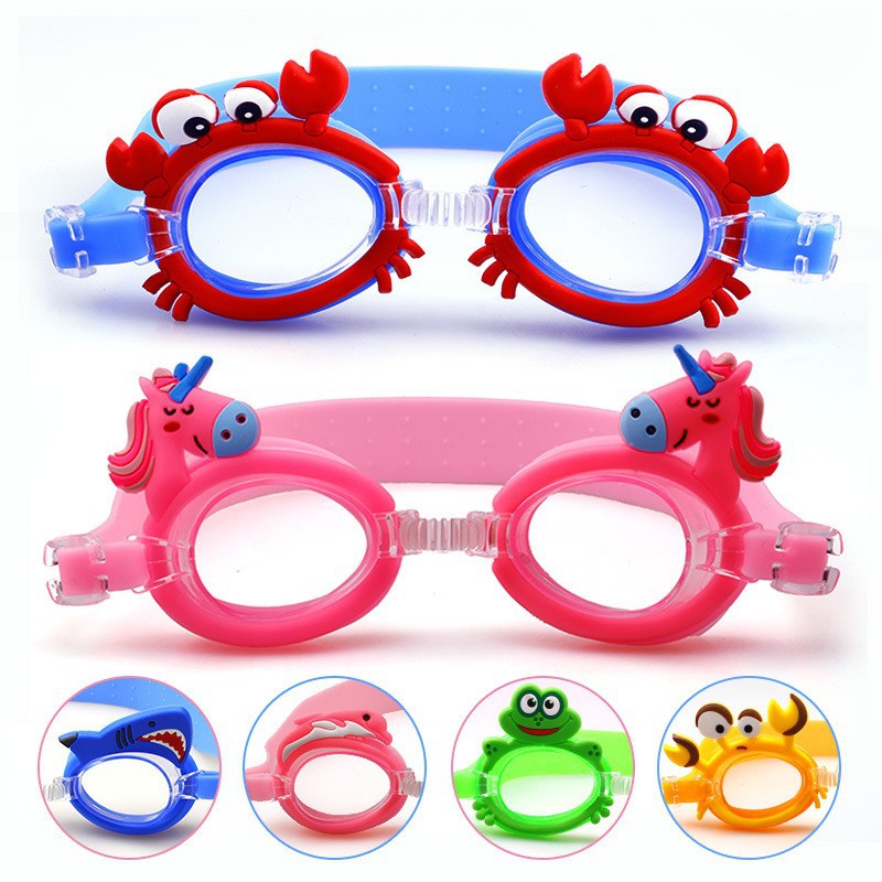 Hot spot new cute waterproof anti-fog children swimming goggles learning swimming glasses baby cartoon mirror with adjustable