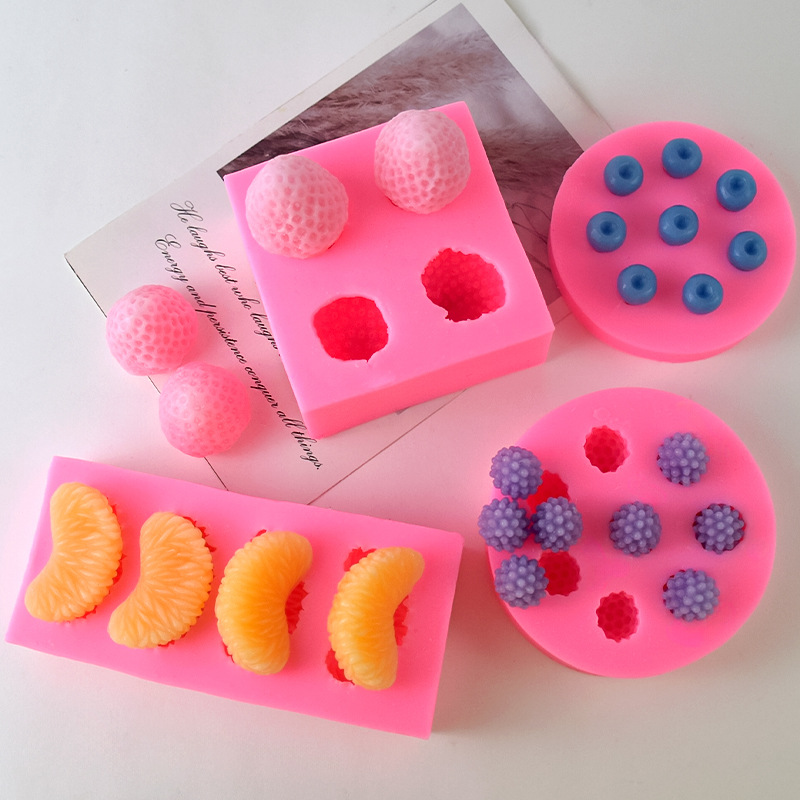fruit series orange strawberry blueberry raspberry diy chocolate baking mold silicone candy pudding cake mold