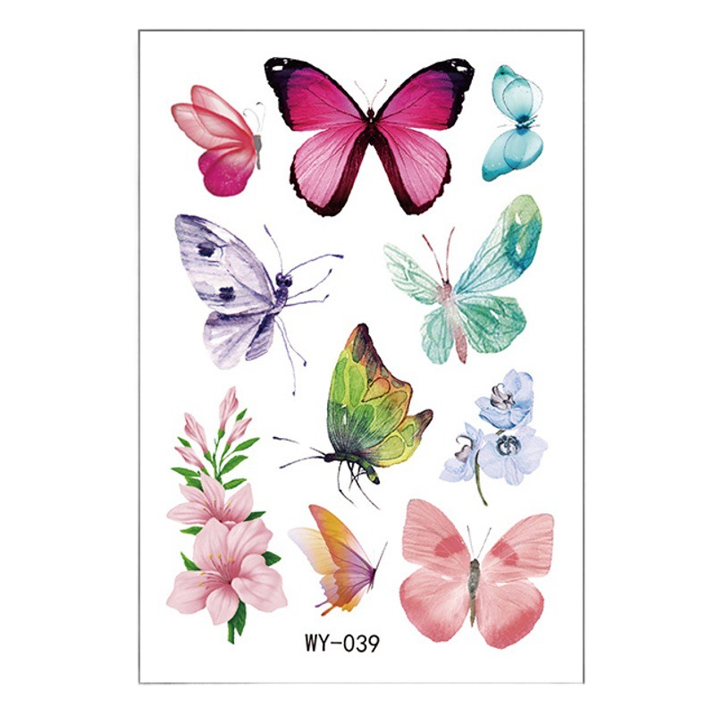 Cartoon three-dimensional Fresh Butterfly flower children's tattoo stickers water transfer color environmental protection beautiful flower tattoo stickers