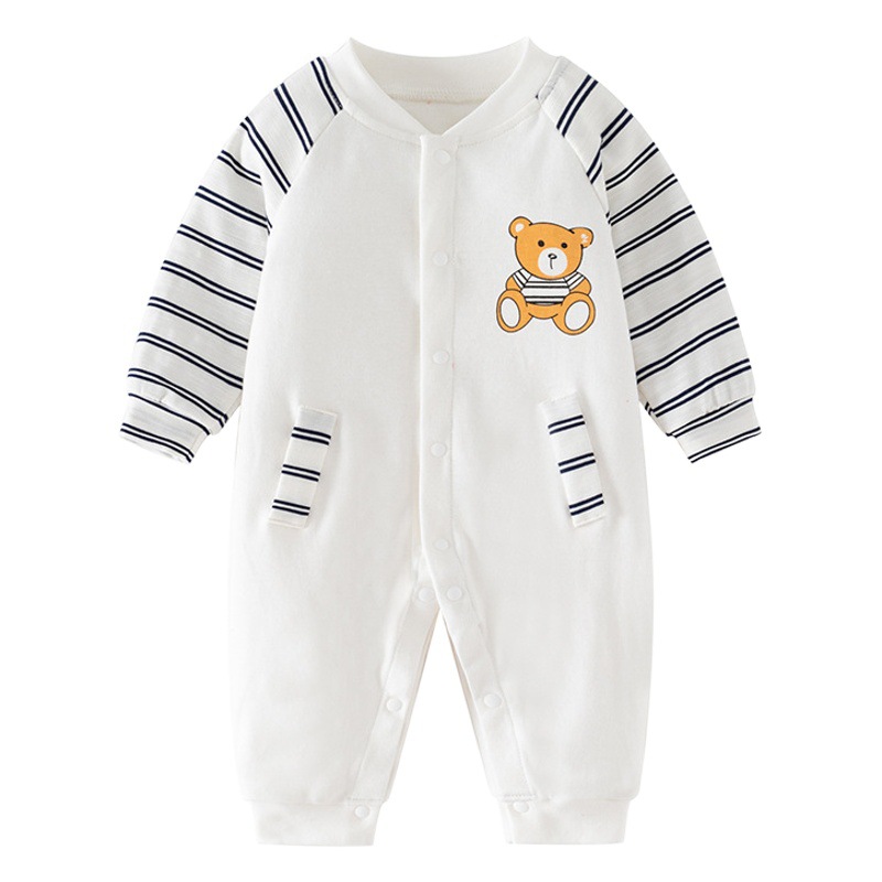 Cartoon Striped Bear Four Seasons Baby Jumpsuit Newborn Clothes Newborn Baby Class A Hakka Climbing Clothes