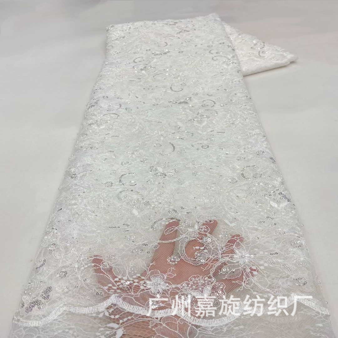 Picture of New African Middle Eastern Bone Rope Sequin Embroider Lace Fabric Dress Skirt Embroidered Cloth Embroidery Lace