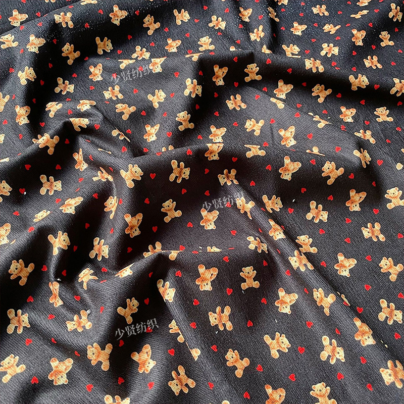 Picture of Japanese and Korean bear pattern printed fabric autumn and winter baby children's coat clothes skirt fabric home wear fabric