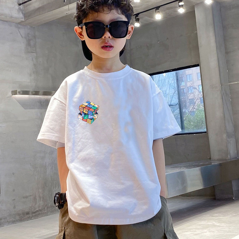 Picture of Boys' Summer T-shirt Short-sleeved 2023 New Fashionable Medium and Large Children's Breathable Thin All-match Loose Half-sleeved Top