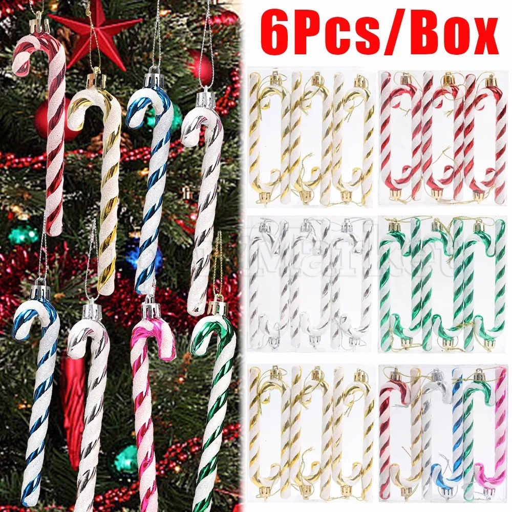 Cross Border New Christmas Crutch Pendant Plastic Crutch Christmas Decoration Christmas Gift Home Decoration
