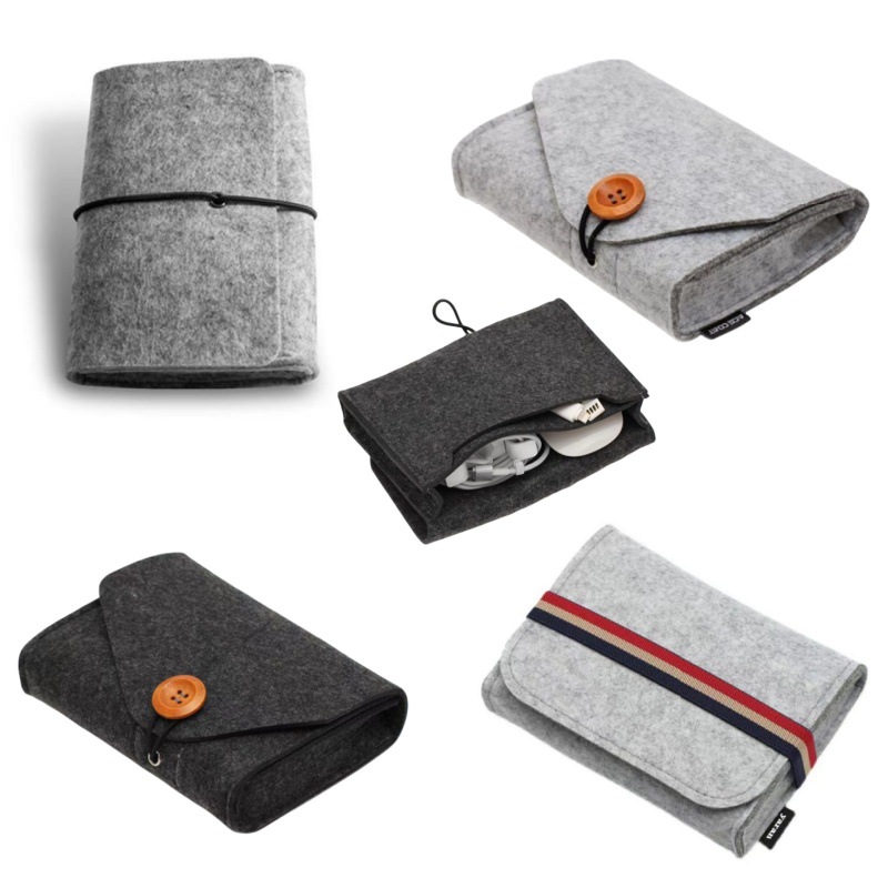 Mobile power bag data line felt bag charging treasure storage bag manufacturers wholesale felt power storage bag