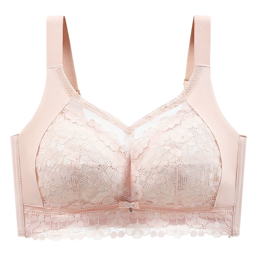Women's large chest and small chest underwear summer thin breathable wireless anti-sagging breast gathering adjustable bra